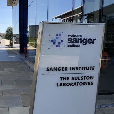 Sanger Institute - The Sulston Laboratories welcoming sign in Cambridge