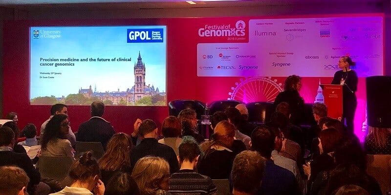 Talk by Dr Susie Cooke on the first day of the Festival of Genomics.